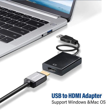 Adaptador USB 3,0 a HDMI 1080P, convertidor Compatible con USB 2,0 a HDMI, tarjeta de vídeo externa para PC, portátil, HDTV