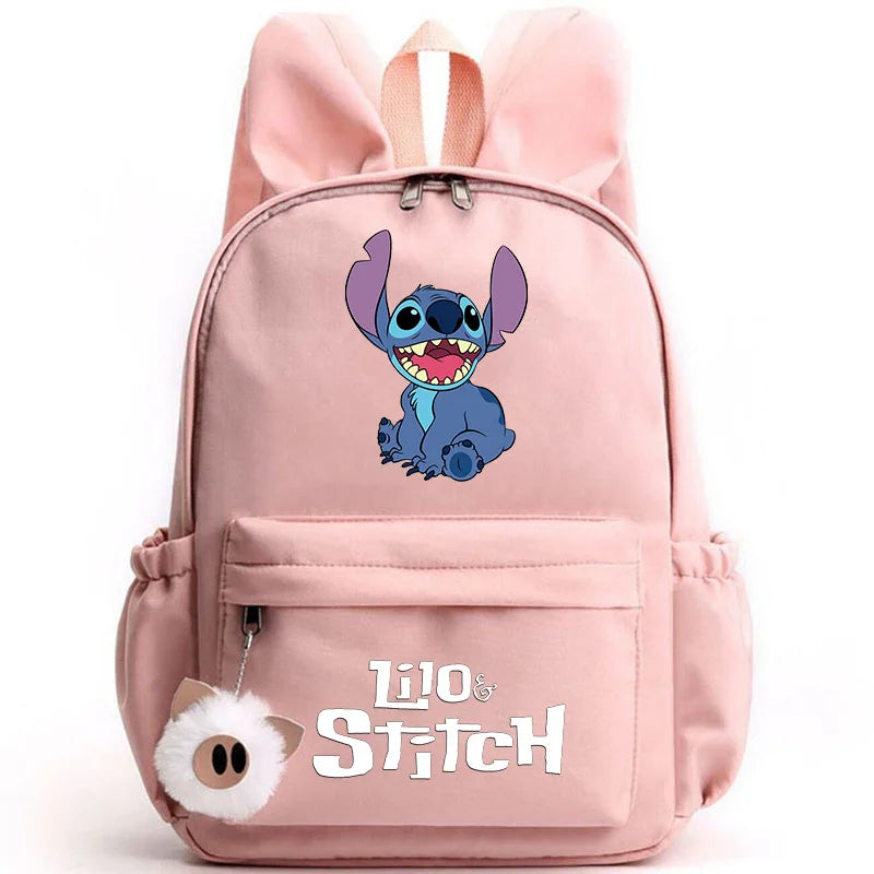 Mochila Disney Lilo Stitch para niñas, niños y adolescentes, informal, escolar, de viaje, con orejas de conejo