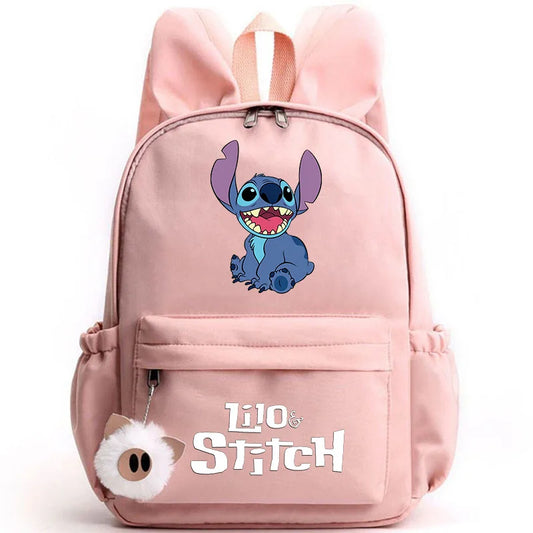 Disney Lilo Stitch Backpack for Girls Boys Teenagers Children Rucksack Casual School Bags Travel Rabbit Ears Backpacks Mochila