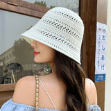 Summer Bucket Hat Fisherman Hat Women Hollow Out Sun Hat Outdoor Casual Versatile Panama Hats Crochet Foldable Caps Beach Cap