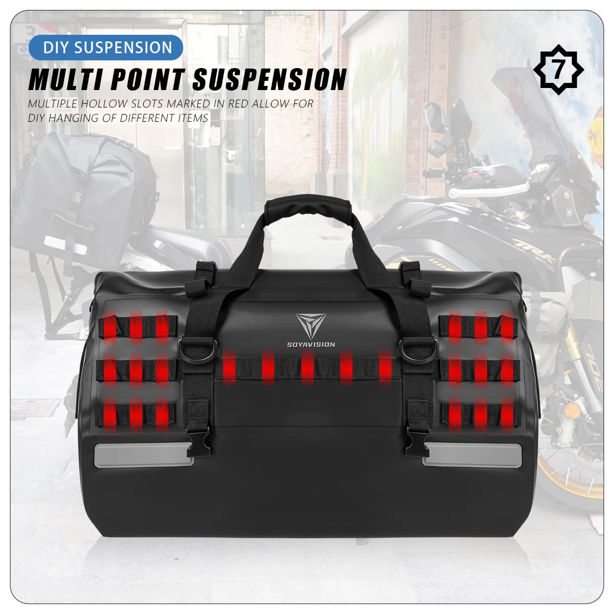 SOYAVISION 20L 50L 70L 80L 100L Motorcycle Waterproof Tail Bag Travel Outdoor Luggage Bag Motorcycle Seat Bag