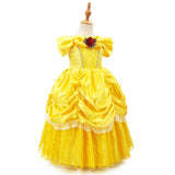 Kids Belle Cosplay Party Princess Dress Beauty Beast Princess Clothes Halloween Event Festival Party Flowers Print Costume
