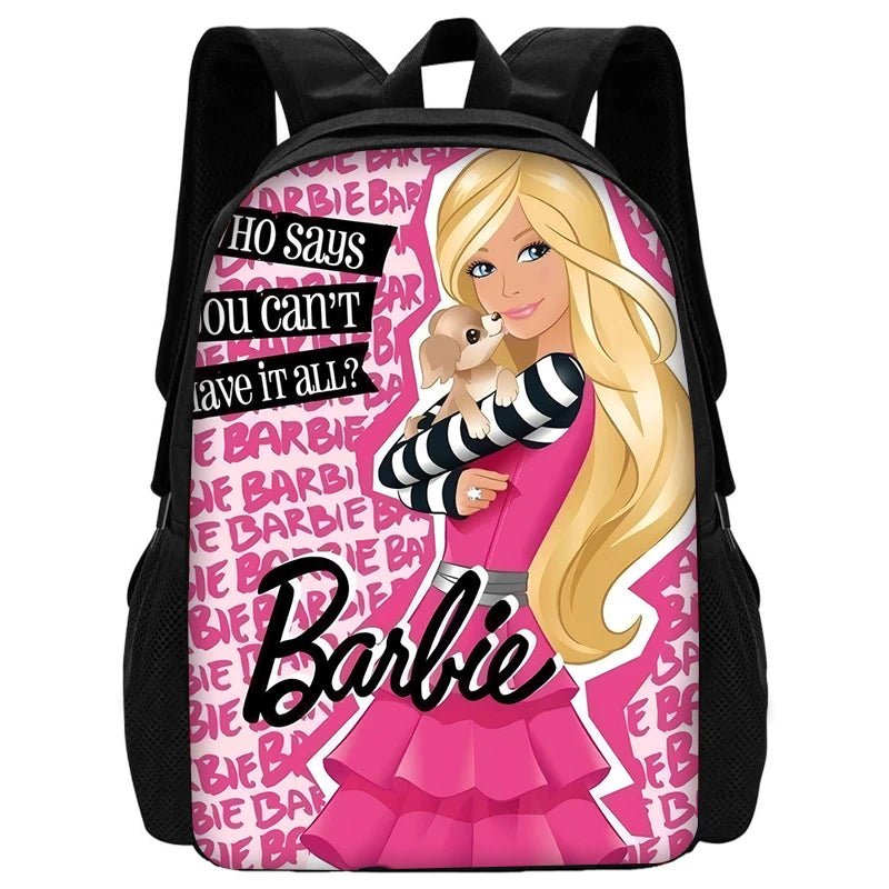 Cartoon Dolls 3 pcs set Child School Backpack with Lunch Bags Pencil Bags B-Barbies School Bags for Boys Girls Best Gift