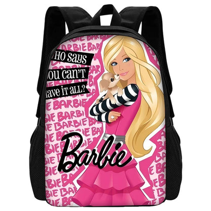 Cartoon Dolls 3 pcs set Child School Backpack with Lunch Bags Pencil Bags B-Barbies School Bags for Boys Girls Best Gift
