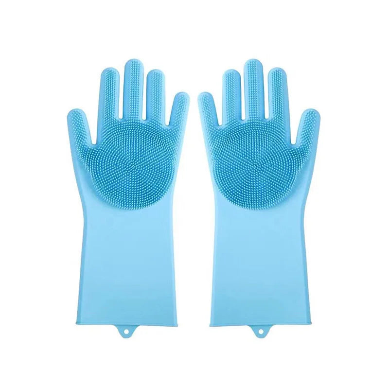 Dishwashing Cleaning Gloves Household Sponge Scrubber  Magic Silicone Rubber Dish Washing Gloves Kitchen Cleaning Tools