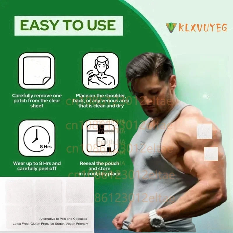 Tribulus Terrestris 5000mcg Extract 96% Saponins - Testosterone Booster Transdermal Patches, 30 Patches
