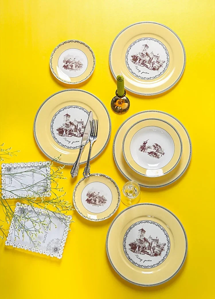 Nordic retro European tableware porcelain plates cups saucers pots high-end luxury sets creative home gifts