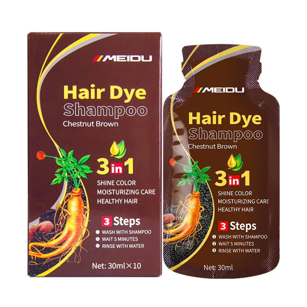 Shampoo de Coloração Capilar 3 em 1 (30ml) – Escurecimento Instantâneo de Cabelos Grisalhos para Preto – Com Polygonum Multiflorum (Cobertura Natural) para Mulheres