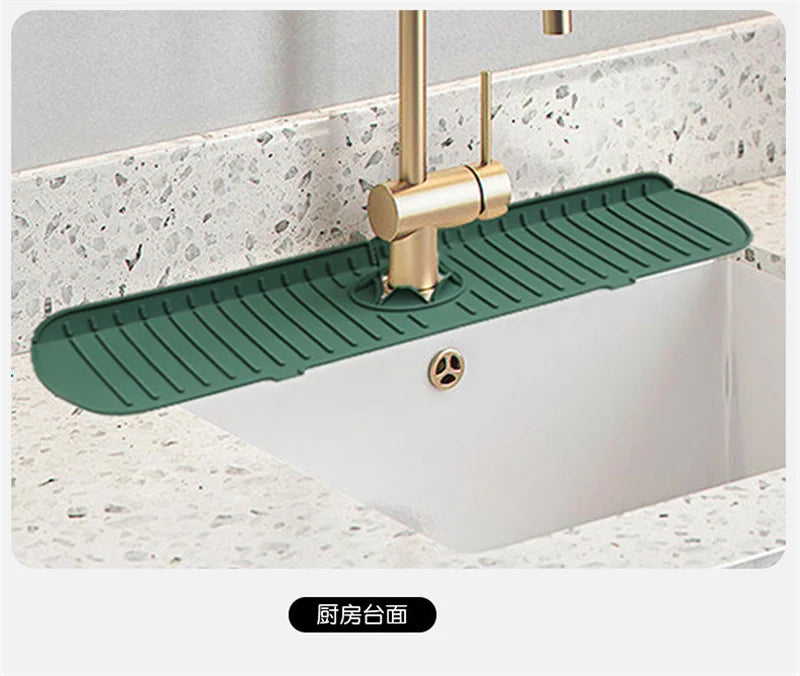 1PC Silicone Faucet Mat Water Ripple Kitchen Bathroom Draining Pad Wash Basin Large Sink Splash Pad Countertop Protector