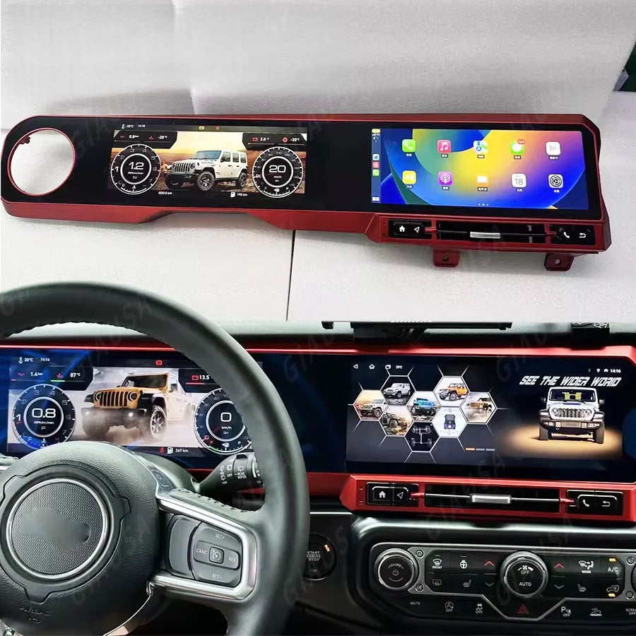 For Jeep Wrangler 2018-2022 Carplay LCD Instrument Panel Dual Screen Android Multimedia Video Player GPS Navigation Android Auto