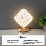 3D Crystal Touch Control LED Night Light for Kids Bedroom - USB Rechargeable Color Changing Square Star Moon Shapes Lamp