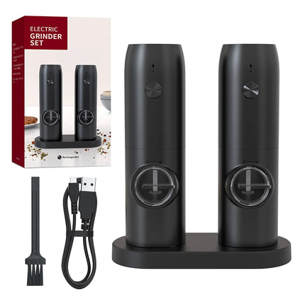 Molinillo de pimienta eléctrico recargable, molinillos de sal y pimienta con luz LED, molinillos de grosor ajustable, carga USB, molinillo de especias