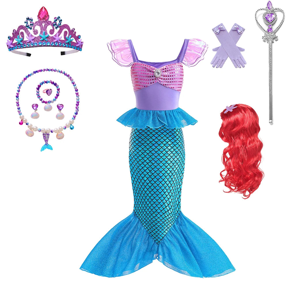 Children's Mermaid Cosplay Costume Girls' Role Play Costume Carnival Halloween Birthday Party Costume Summer Princess Dress