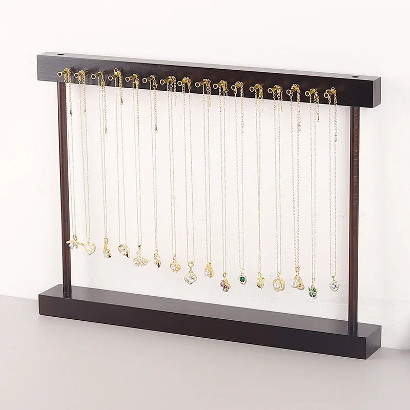 DIY Assembly Simple Solid Wood Necklace Display Rack Large Capacity Jewelry Display Stand Collection Pendant Rack Ornaments Display Stand Props