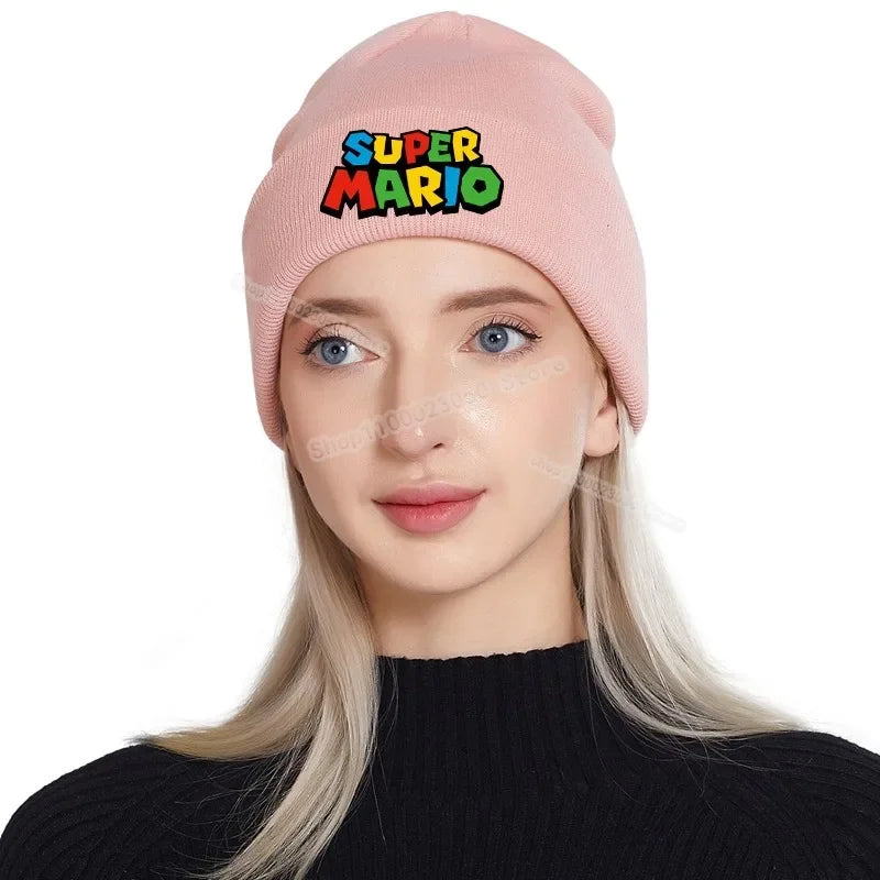Super Mario Bros Knitted Cap Headgear Game Figure Winter Woolen Hat Cartoon Skullies Beanies Boys Girls Bonnet Birthday Gifts