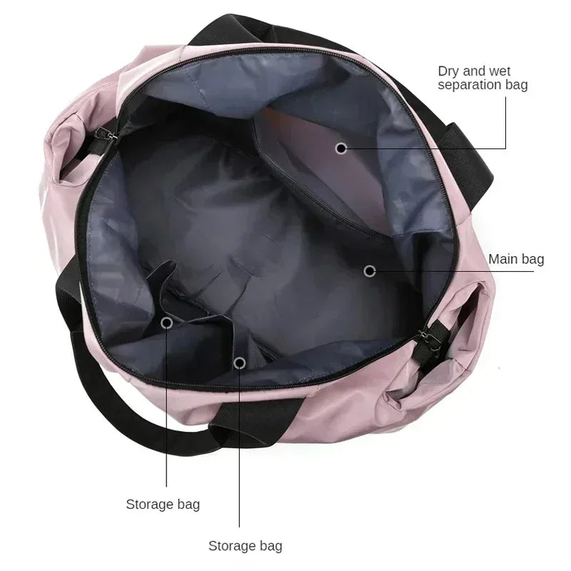 Bolsa para gimnasio y Yoga de gran capacidad, impermeable, para mujer, natación, deportes al aire libre, multifunción, bolsa de viaje de mano, paquete de fin de semana