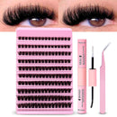 Kit de extensão de cílios diy, 200 peças, cluster de cílios individuais 40d60d 8-16mm, mix de clusters de cílios, ligação e vedação e aplicador de cílios