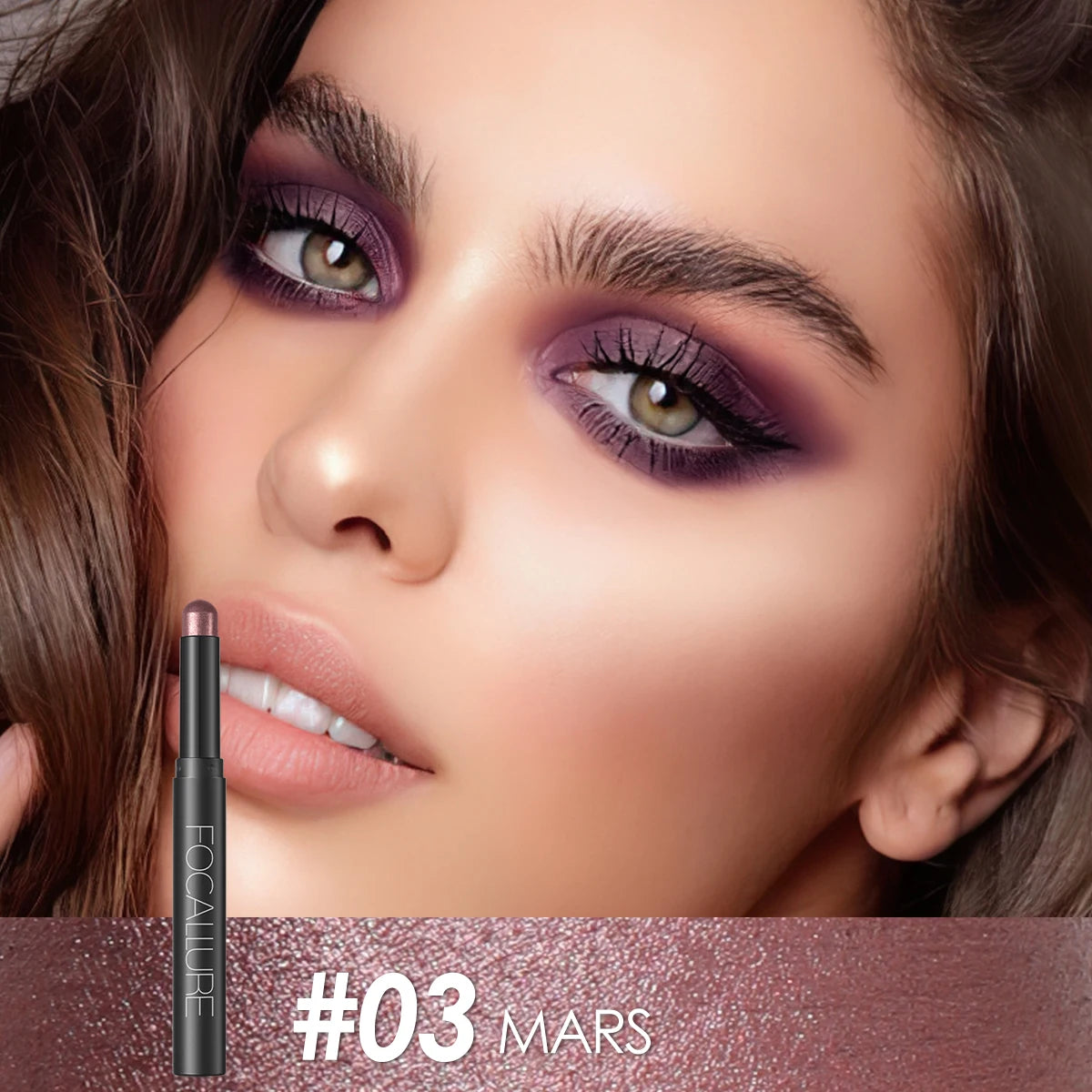 FOCALLURE Lápiz de sombra de ojos perlado de 24 colores, resistente al agua, con brillo, pigmento brillante, delineador en barra, herramientas de maquillaje
