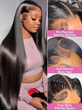 Peruca lace frontal cabelo humano liso HD 250% - densidade - longo luxo