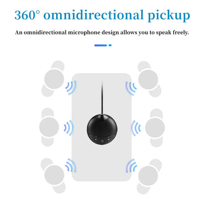 HCSTVCON Microphone Omnidirectional Video Conference Mini Portable 360° Voice Pickup USB Plug for Meeting Business Online Live