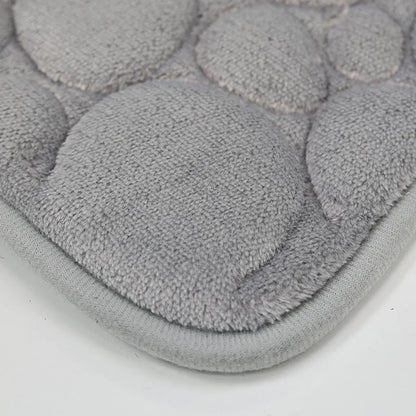 1 Set of Solid Color Simple Bathroom Water-absorbing and Non-slip Floor Mat Stone Pattern, Comfortable and Soft, Three-piece Set