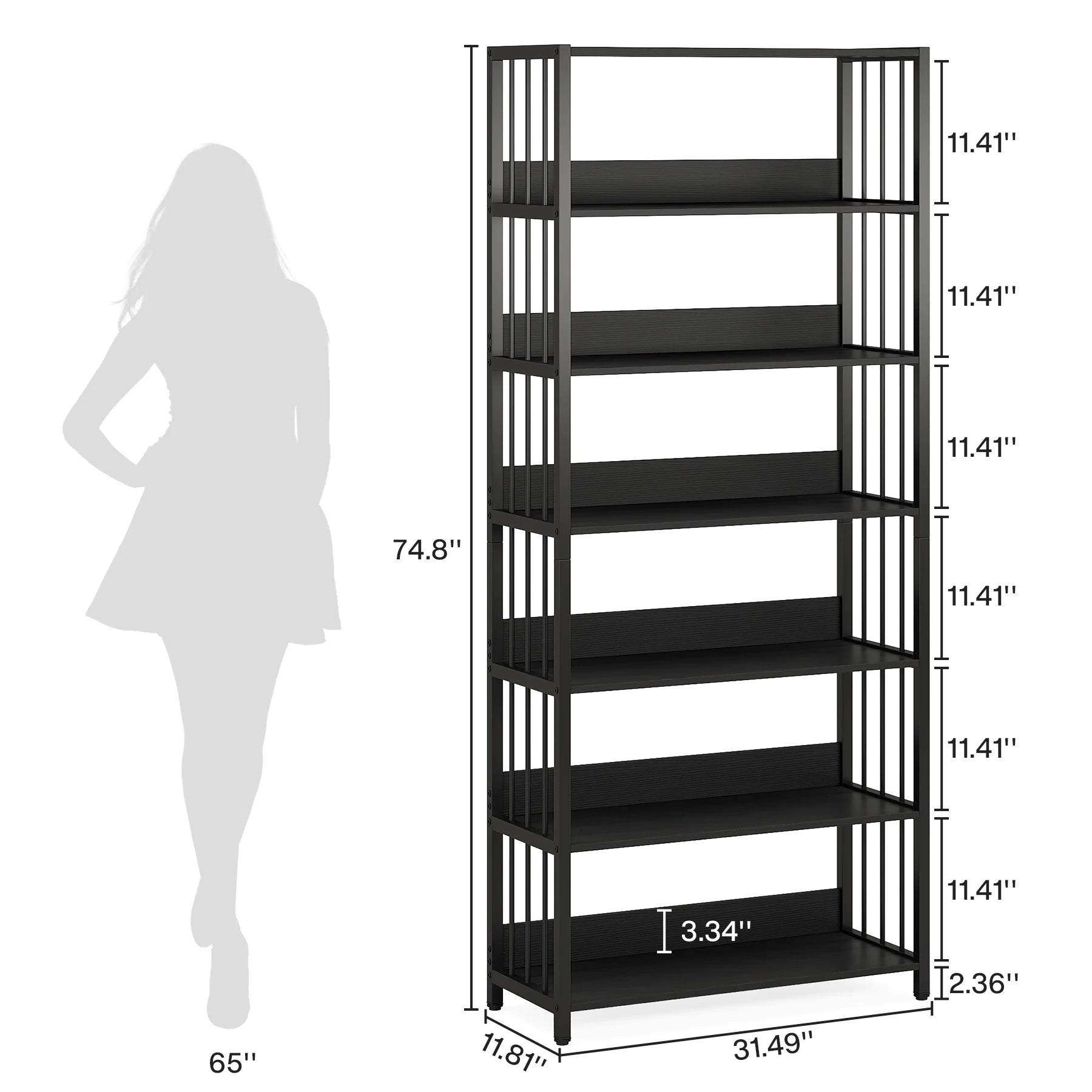 Tribesigns Bookshelf Storage Rack Standing Shelf 5 Tier Industrial Sturdy Bookshelf with Iron Pipe Frame