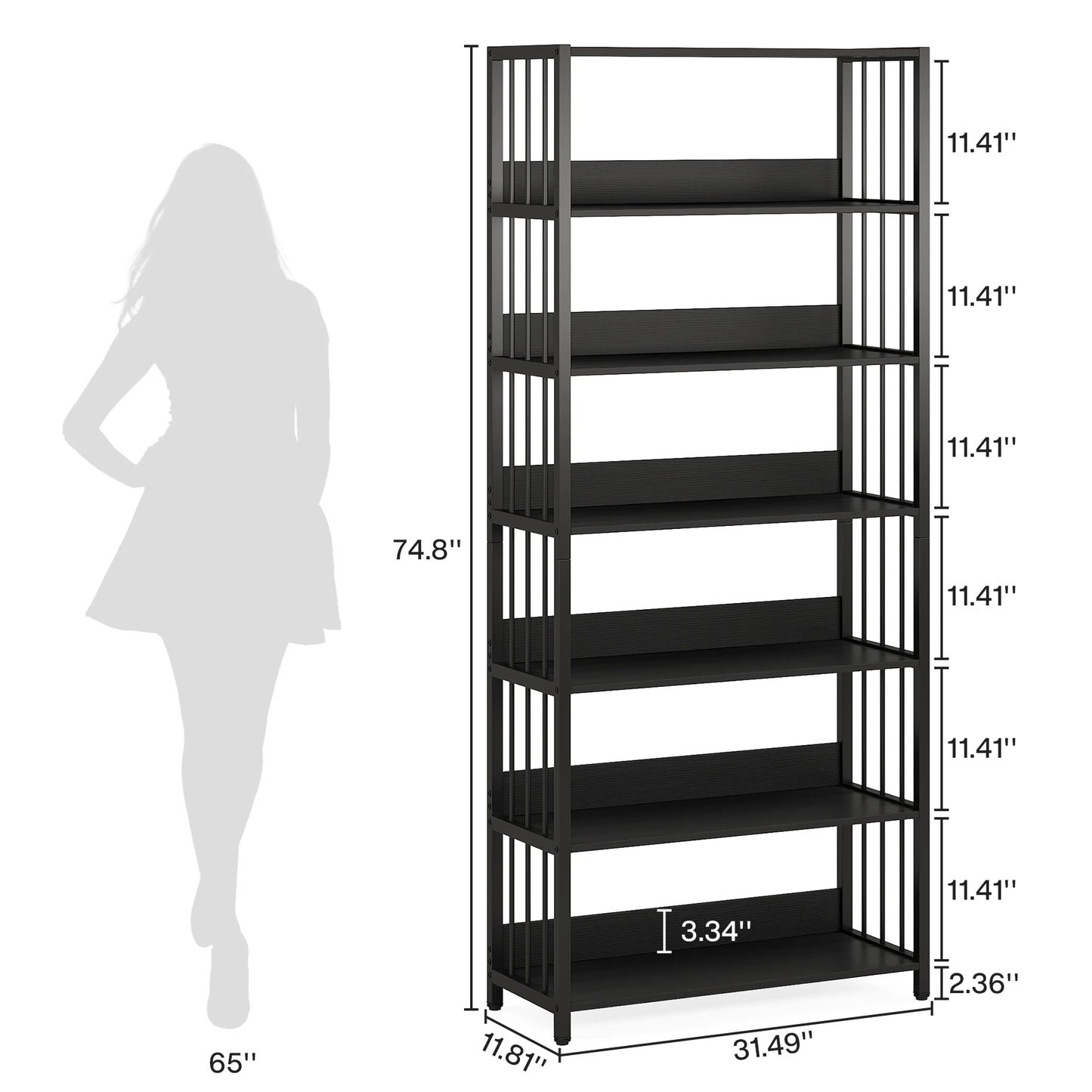 Tribesigns Bookshelf Storage Rack Standing Shelf 5 Tier Industrial Sturdy Bookshelf with Iron Pipe Frame
