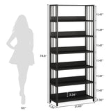 Tribesigns Bookshelf Storage Rack Standing Shelf 5 Tier Industrial Sturdy Bookshelf with Iron Pipe Frame