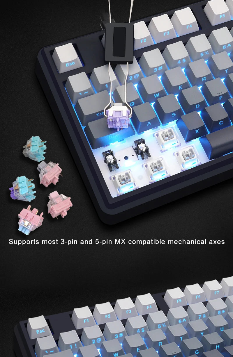 Teclado mecánico inalámbrico SKYLOONG GK104 Pro de tamaño completo con 3 modos, pantalla 2.0, 3 perillas, interruptor silencioso intercambiable en caliente, teclas PBT