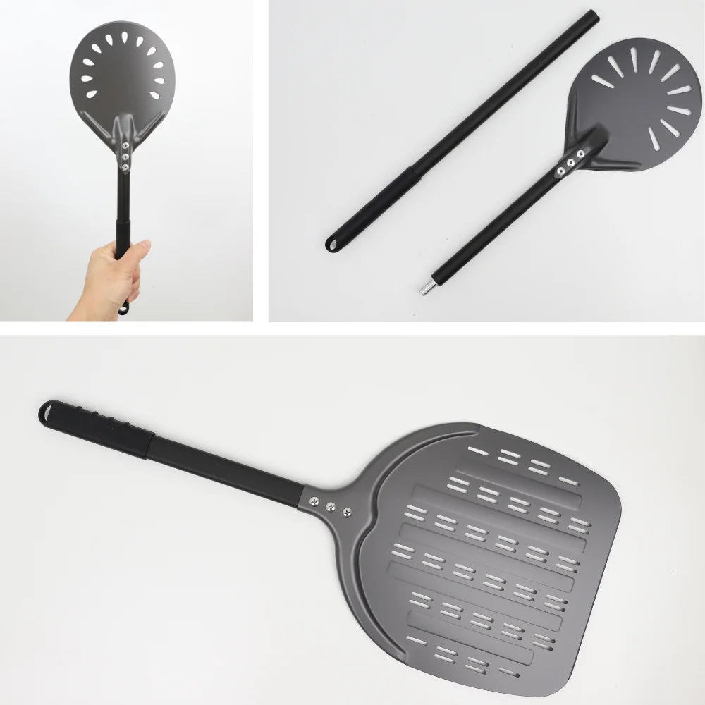 6&12 13 14  Inch Pizza Perforated Shovel Paddle Pizza Oven Turning Peel Hard  Anodized Pizza  Baking Kitchen Tool Spatula