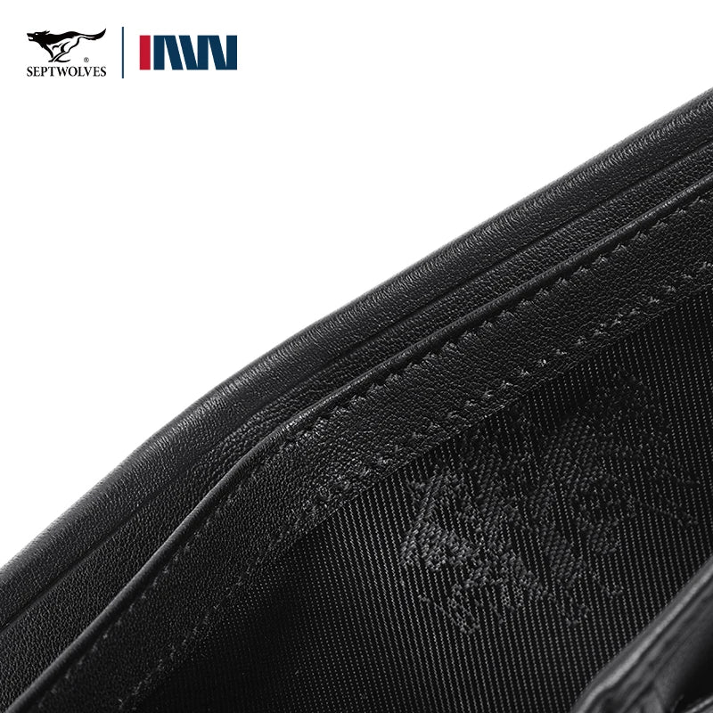 Septwolves Genuine Leather Wallets For Men Original Leather Wallet Man Cowhide Wolf Pattern With Brand Box Father Lover Gift