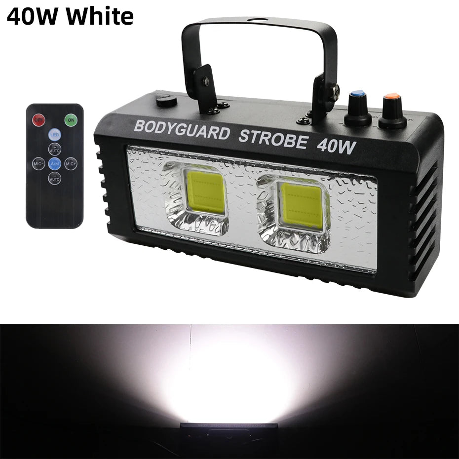 Luces estroboscópicas ALIEN RGB blancas para DJ, discoteca, 40 W, 60 W, 80 W y 100 W, con control remoto, sonido flash, para fiestas, bodas, vacaciones, escenarios.