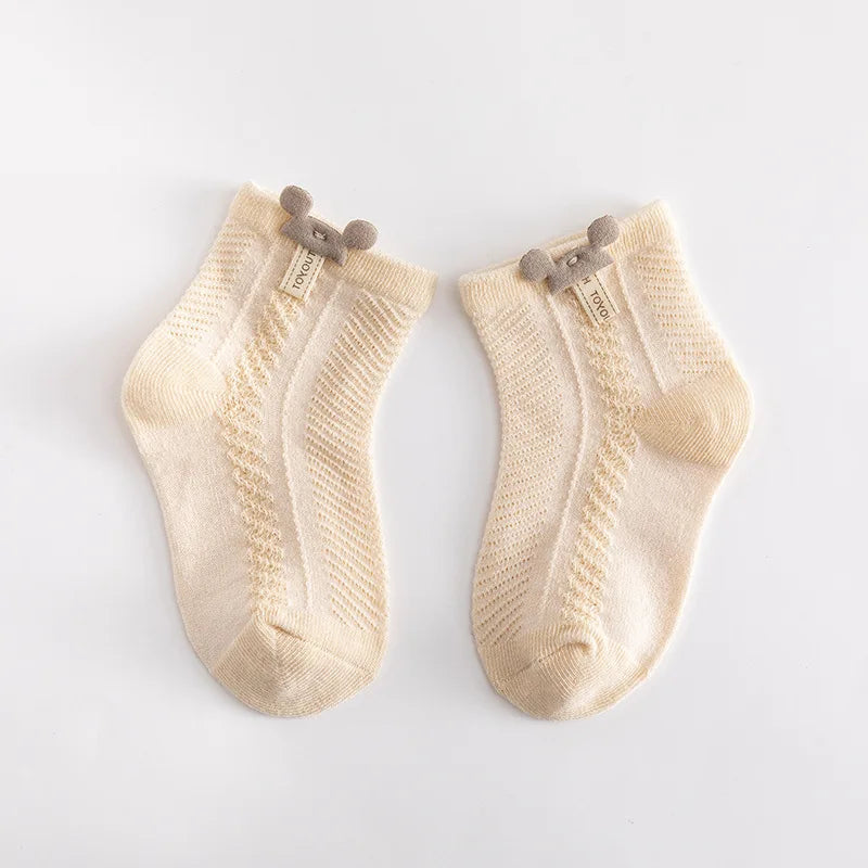 4 par/lote de calcetines finos de malla de verano para bebé, calcetines de algodón suave con dibujos animados para recién nacidos, calcetines transpirables bonitos para niñas pequeñas de princesa