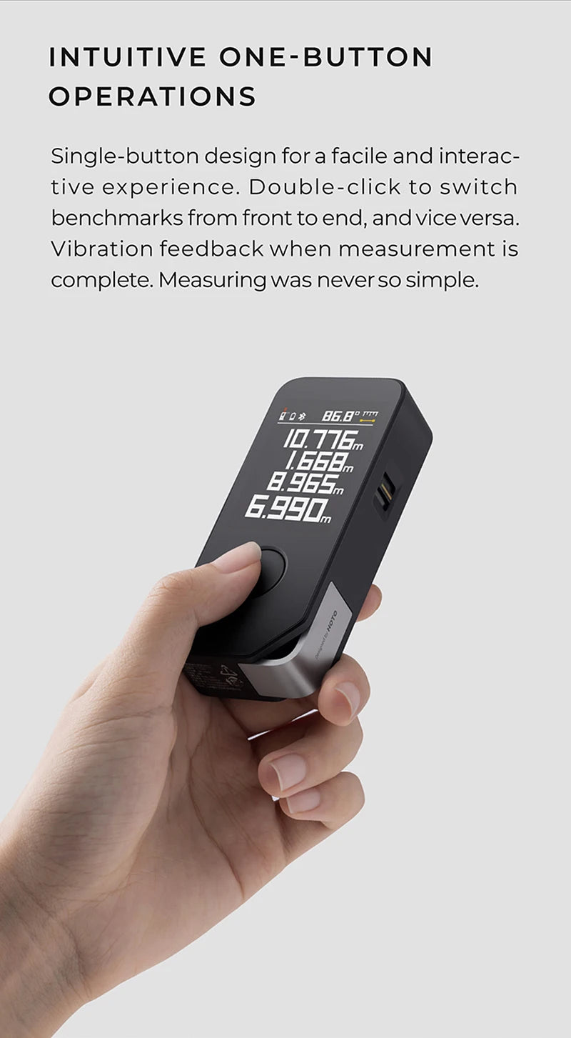 HOTO Smart Laser Measure Pro LED Display Intelligent Digital Laser Tape Measuring Tool Rechargeable Laser Ruler Rangefinder