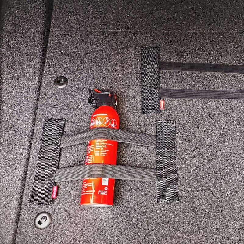 Car Back Rear Trunk Storage Mesh Fixed Straps Car Interior Organizer Extinguisher Storage Net Seat Back Fixing Bag