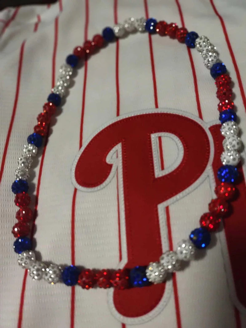 Bling Baseball Necklace for Men Rhinestone Beaded Ball Necklace Baseball Players Lovers Inspired Jewelry