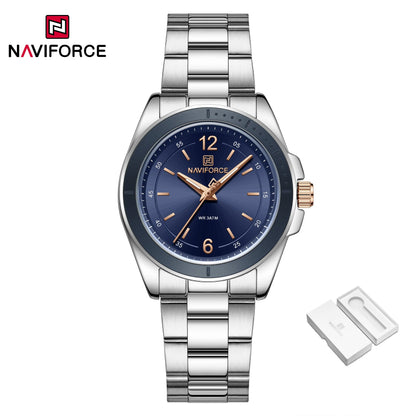 NAVIFORCE Women Watches Stainless Steel Sports Fashion Watch Waterproof Ladies Classic Wrist Watch Simple Luminous Girl Clock