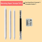 Blending Stumps and Tortillions Paper Art Blenders Sandpaper Pencil Sharpener Pointer for Artist Charcoal Sketch Drawing Tools