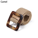 1PC Women Fashion Casual Straw Belt Round Wooden Buckle Elastic Waist Chain Belly Necklace Body Jewelry Dress Shirt Accessories