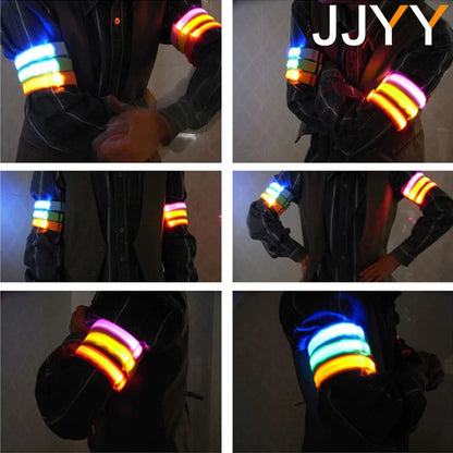 JJYY 1PC Outdoor Sports Night Running Armband LED Light USB Rechargeable Safety Belt Arm Leg Warning Wristband Cycling Bike Bicy