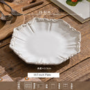 Elegant Classical Plate French Retro Ceramic Dishes Home Plate Rice Bowl Party Tableware Set White Lace Embossed Dinner Plate