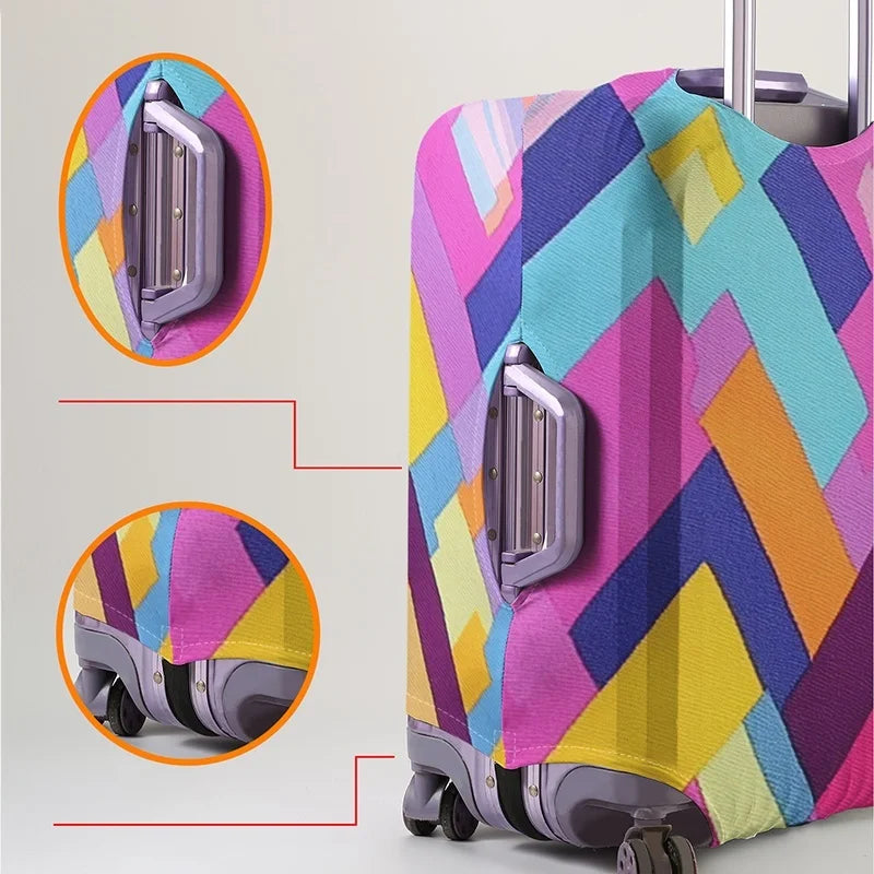 Geometric contrasting block pattern luggage protection cover, suitable for 18-32 inch luggage covers, luggage handle gloves, tra
