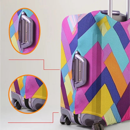 Geometric contrasting block pattern luggage protection cover, suitable for 18-32 inch luggage covers, luggage handle gloves, tra