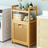 Laundry Hamper Bathroom Rack High-capacity Bamboo Laundry Baskets With Shelf With Tilt Out Basket Wooden Storage Hamper Racks