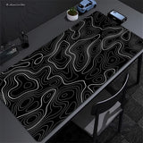 XXL Desk Mat Black And White Strata Liquid Mousepad Large Abstract Mouse Pad Gaming Deskmat With Lockedge Office Non-slip Carpet