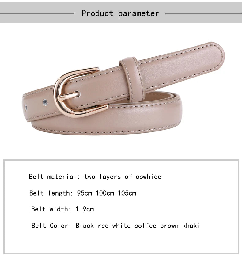 Women's belt genuine leather fashion casual simple everything matching decoration cowhide pants belt white jeans small belt