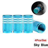 Dsycar 4pcs prata pneu de carro válvula hastes cap knurling estilo pneu tampa da válvula de alumínio haste da roda do pneu tampa da válvula de ar para nós schrader