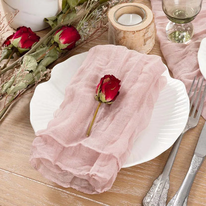 Set of 12 Gauze Cheesecloth Napkins Cloth Bulk Dinner Table Napkins for Home Wedding Valentines Party Event Table Decoration