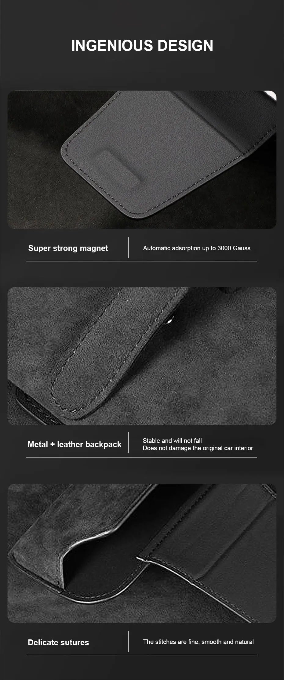 SEAMETAL Cowhide Sun Visor Glasses Holder Premium Leather Wear-Resistant Sunglasses Protective Box Auto Eyeglasses Storage Case