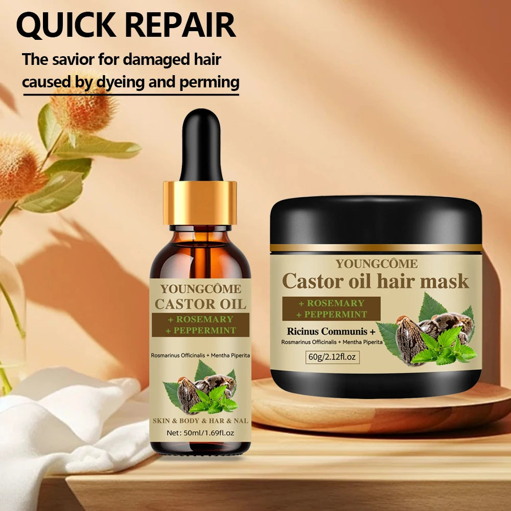 100% Pure Castor oil hair mask Castor oil Hair Growth Oil Natural Treatment Nourish Reduce Hair Loss Anti-Breakage Hair Products